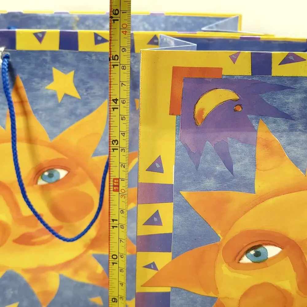 Vintage 90s Sapphire Celestial Sun Moon Stars Gift Bags Y2K Cosmic Lot 2 Large